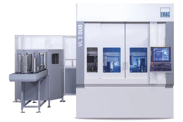 Doppelspindlige vertikale Pick-Up Drehmaschine EMAG VL 3 DUO mit TrackMotion-Automation